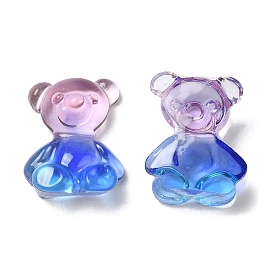 Transparent Epoxy Resin Cabochons, with Glitter Powder, Two Tone Bear