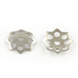 8-Petal Hollow Flower Smooth Surface 304 Stainless Steel Bead Caps
