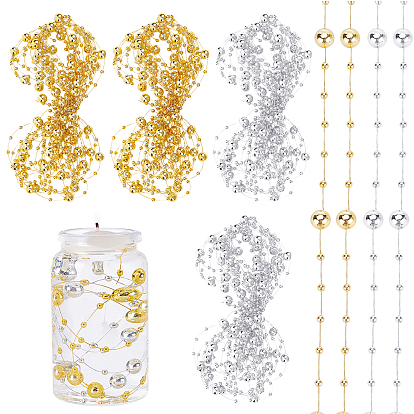 2 Bags 2 Colors Plastic Bead Garland Strand, Great for Door Curtain and Wedding Decoration DIY Material, Round