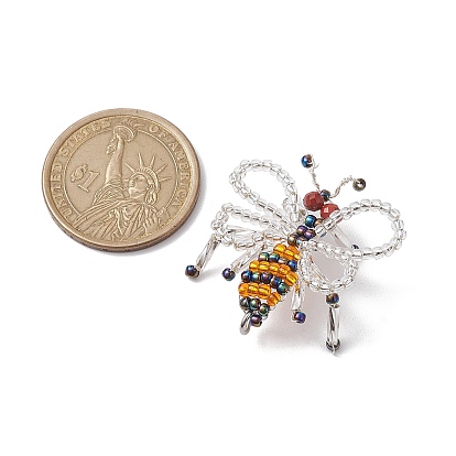 Pendentifs tissés en perles de rocaille faites à la main, avec des anneaux de saut, charmes d'abeilles
