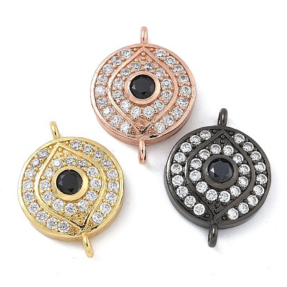 Подвески-шармы для соединения глаз с прозрачным и черным кубическим цирконием из латуни, долговечный, без свинца и без кадмия