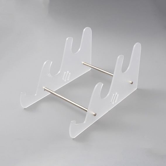 3-Tier Transparent Acrylic Keyboard Stands, Detachable Keyboard Storage Holder with Platinum Tone Iron Findings