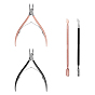 Manicure Nail Art Tool Sets, Including Double Head Stainless Steel Cuticle Pusher and Nail Cuticle Scissor