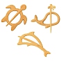 3Pcs 3 Styles Wooden Brooches for Sweater