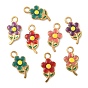 304 подвески из нержавеющей стали, с эмалью, цветочный шарм, реальный 18 k позолоченный