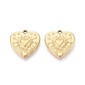 304 подвески из нержавеющей стали, сердце со звездным шармом