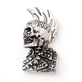 Tibetan Style 304 Stainless Steel Pendants, Skull