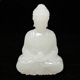 Statue de bouddha mahavairocana sculptée en jade blanc naturel décoration de la maison, figurines feng shui
