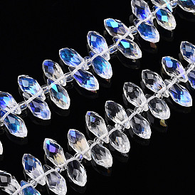 Electroplate Transparent Glass Faceted Teardrop Beads Strand, Top Drilled Beads, AB Color Plated