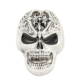 Alloy Enamel Cabochons, Halloween Theme Skull