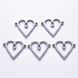 201 Stainless Steel Links Connectors, Laser Cut, Heart