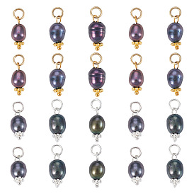 20шт 2 стиль натуральный культивированный пресноводный жемчуг подвески, с 304 стали и латуни выводы из нержавеющей