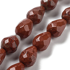 Natural Red Jasper Beads Strands, Faceted Teardrop