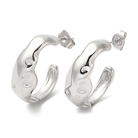 304 Stainless Steel Twist Round Stud Earrings, Half Hoop Earrings