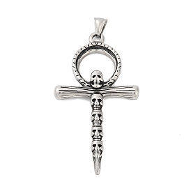 316 большие подвески из хирургической нержавеющей стали, Крест Анк с подвеской в виде черепа