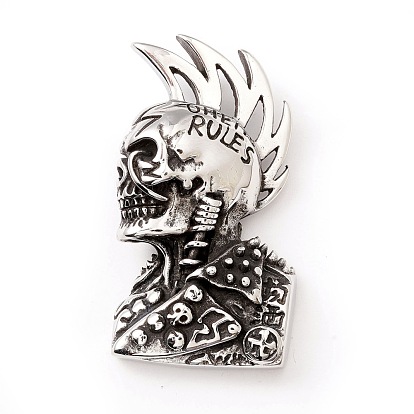 Tibetan Style 304 Stainless Steel Pendants, Skull