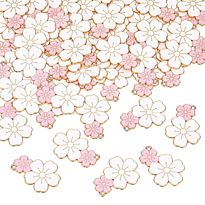 50 Emaille-Anhänger aus PC-Legierung, Licht Gold, Bleifrei und cadmium frei, Blume Reize