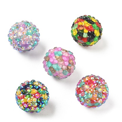 Круглый смолы горный хрусталь бисер, бусины из жевательной резинки для самодельных ручек, брелки и ювелирные изделия ручной работы, с акриловыми шариками внутри