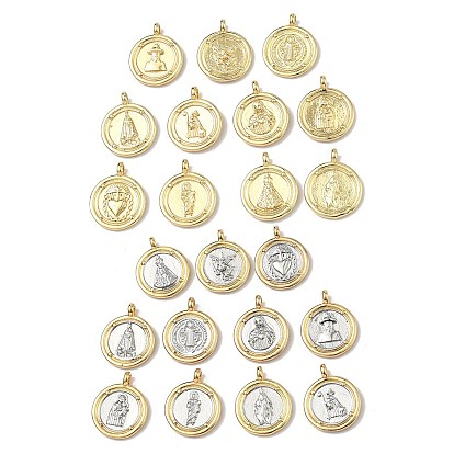 Религия латунные подвески, плоские круглые прелести, долговечный, без кадмия и без свинца, стойки покрытие