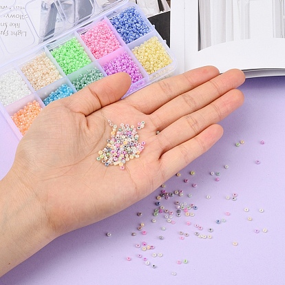 80000Pcs 10 Colors 12/0 Glass Seed Beads, Ceylon, Small Craft Beads for DIY Jewelry Making, Round