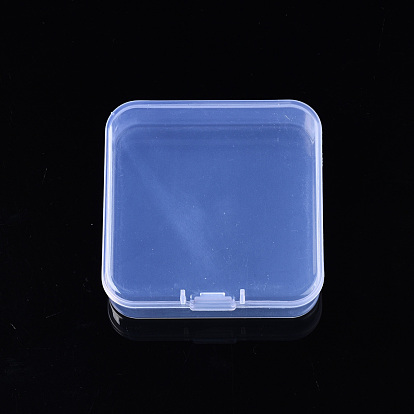 Square Polypropylene(PP) Bead Storage Containers, with Hinged Lid, for Jewelry Small Accessories