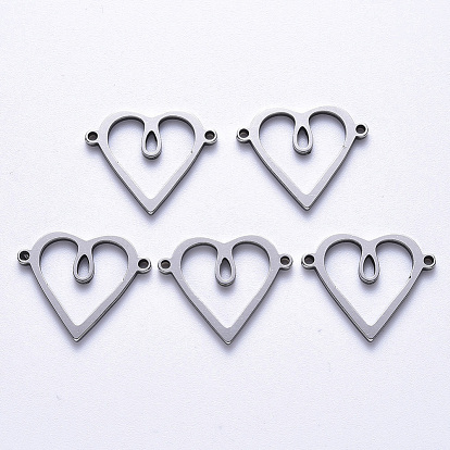 201 Stainless Steel Links Connectors, Laser Cut, Heart