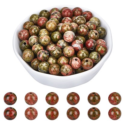 Natural Unakite Beads Strands, Round