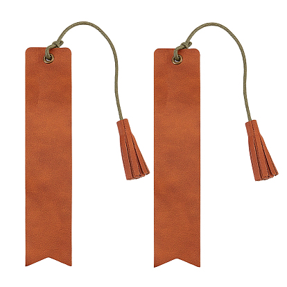 2 шт. закладки из коровьей кожи с кисточкой, прямоугольные