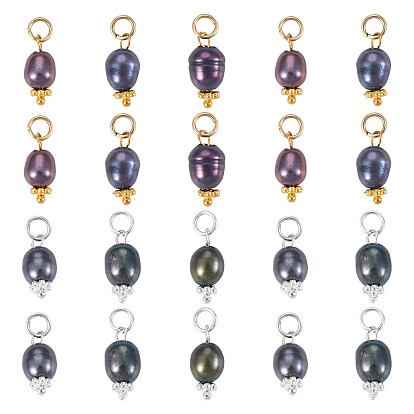 20шт 2 стиль натуральный культивированный пресноводный жемчуг подвески, с 304 стали и латуни выводы из нержавеющей