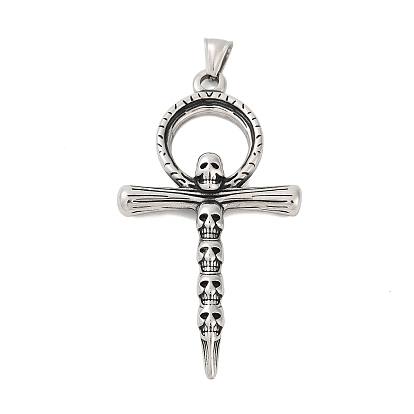 316 большие подвески из хирургической нержавеющей стали, Крест Анк с подвеской в виде черепа