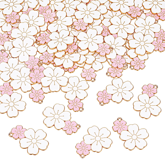 50 pendentifs en alliage émaillé, or et de lumière, sans plomb et sans cadmium, charmes de fleurs