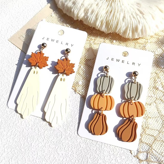 Акриловые серьги-гвоздики с распылением краски на Хэллоуин, платина