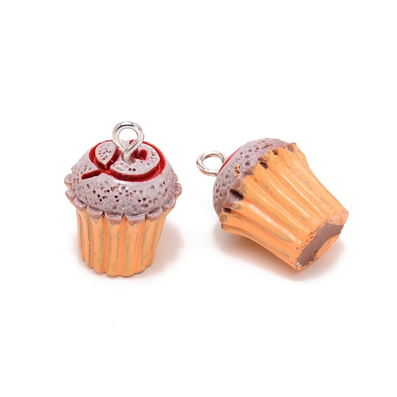 Opaque Resin Pendants, with Iron Loop, Cake