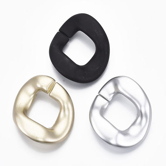 Spray Painted CCB Plastic Linking Rings, Quick Link Connectors, For Jewelry Curb Chains Making, Twist