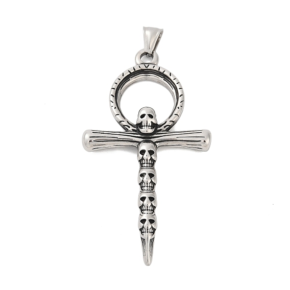 316 большие подвески из хирургической нержавеющей стали, Крест Анк с подвеской в виде черепа