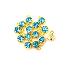 Pendentif en alliage , avec verre strass, charmes de naissance, sans cadmium et sans plomb, plat rond