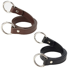 2Pcs 2 Colors Imitation Leather Bag Handles, with Alloy Spring Clasps, for Bag Straps Replacement Accessories
