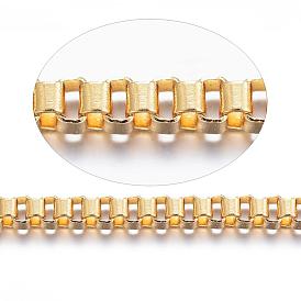 304 Stainless Steel Venetian Chains Box Chains, with Spool, Unwelded, for Jewelry Making