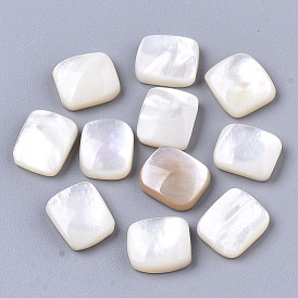 Natural White Shell Mother of Pearl Shell Cabochons, Rectangle