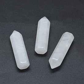 Natural White Jade Pointed Beads, Healing Stones, Reiki Energy Balancing Meditation Therapy Wand, No Hole/Undrilled, For Wire Wrapped Pendant Making, Bullet