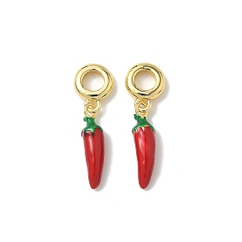 Латунные эмалевые подвески в виде острого перца из огнеупорного кирпича, Подвески с большими отверстиями, стойки покрытие, долговечный, без свинца и без кадмия