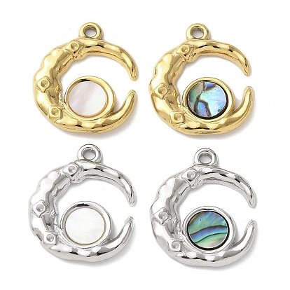 Луна прелести, 304 подвески из натуральной ракушки пауа из нержавеющей стали/белой ракушки