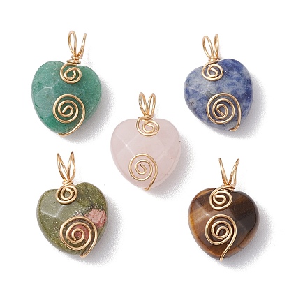 Драгоценный камень подвески, с медной проволокой, граненое сердце