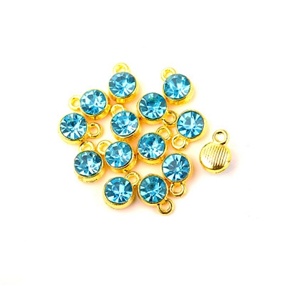 Pendentif en alliage , avec verre strass, charmes de naissance, sans cadmium et sans plomb, plat rond