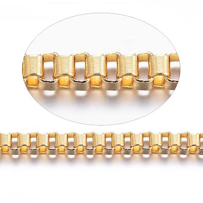 304 Stainless Steel Venetian Chains Box Chains, with Spool, Unwelded, for Jewelry Making