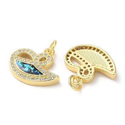Brass Micro Pave Clear Cubic Zirconia Pendants, with Synthetic Opal, with Jump Ring, Real 18K Gold Plated, Swan