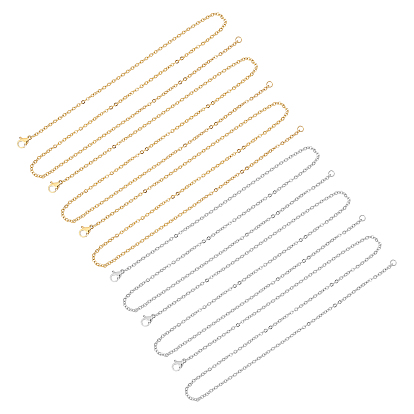 12 шт. 2 цвета 304 ожерелье из нержавеющей стали с цепочкой, с карабин-лобстерами 