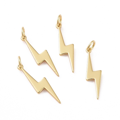 Brass Pendants, with Jump Rings, Long-Lasting Plated, Lightning Bolt