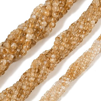 Нагретые нити из натуральных цитриновых бусин, граненые, кубические