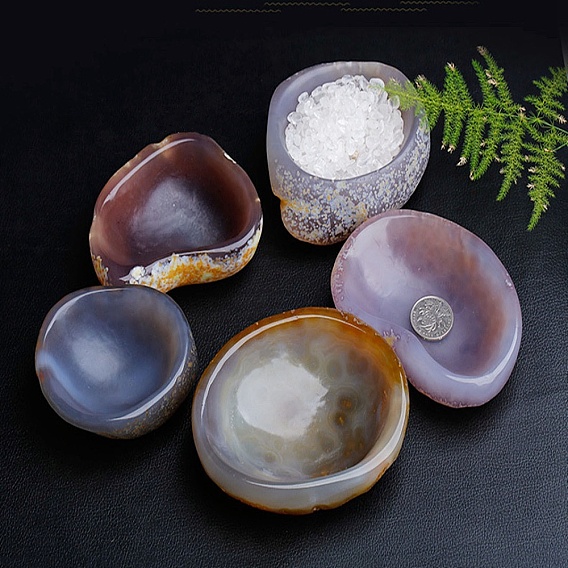 Natural Agate Charging Bowl for Cleansing, Recharging Crystal & Reiki Gemstones, Home Decoration